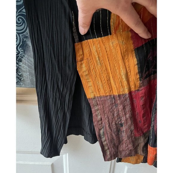 Vtg GANTOS 8 Asian Inspired Shirt Jacket Multicolor Colorblock Flocking Jacket - Picture 4 of 6